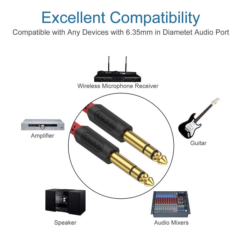 J&D 1/4 inch TRS Cable, Gold Plated Audiowave Series 6.35mm TRS Male to Male Balanced Interconnect Stereo Audio Cable, Quarter inch Guitar Instrument Cord, 3 Feet - Image 4